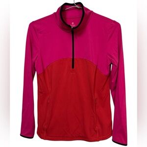 Pink & Red Talbots High End Quarter-Zip Pullover Sweatshirt Women’s XS Spandex